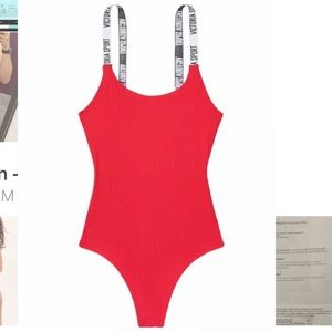 Victoria’s secret ribbed logo red bodysuit